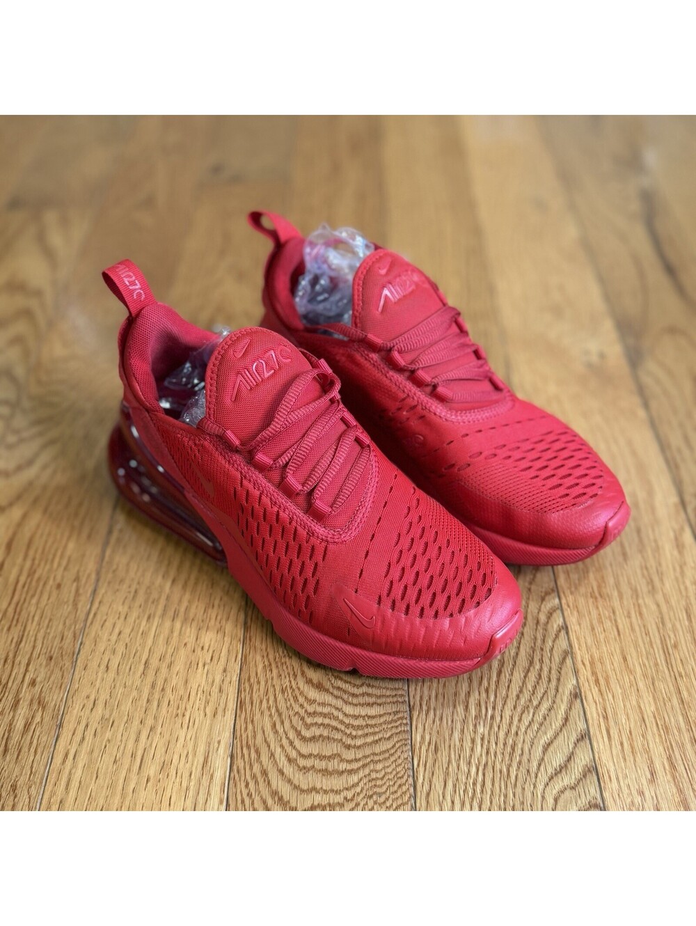 Size US 5.5 Y / 7 Women’s Nike Air Max 270 (GS) Red Unisex Kids Mesh Sneaker
